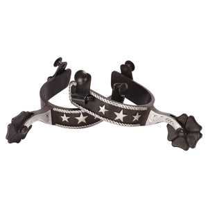 Schneiders® Star Studded Black Steel Cloverleaf Spurs