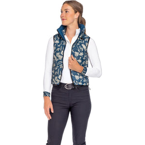 Kastel Denmark Sailor Blue French Tulip Reversible Quilted Puffer Vest