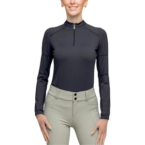 Kastel Denmark Ladies 1/4 Zip Paneled Solid Long Sleeve Sun Shirt