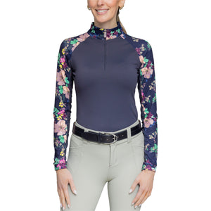 Kastel Denmark Ladies Navy Lush Garden Raglan 1/4 Zip Long Sleeve Sun Shirt