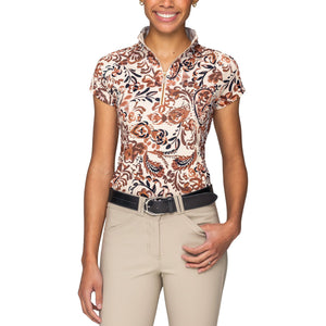 Kastel Denmark Ladies Sienna Ikat Quarter Zip Cap Sleeve Top