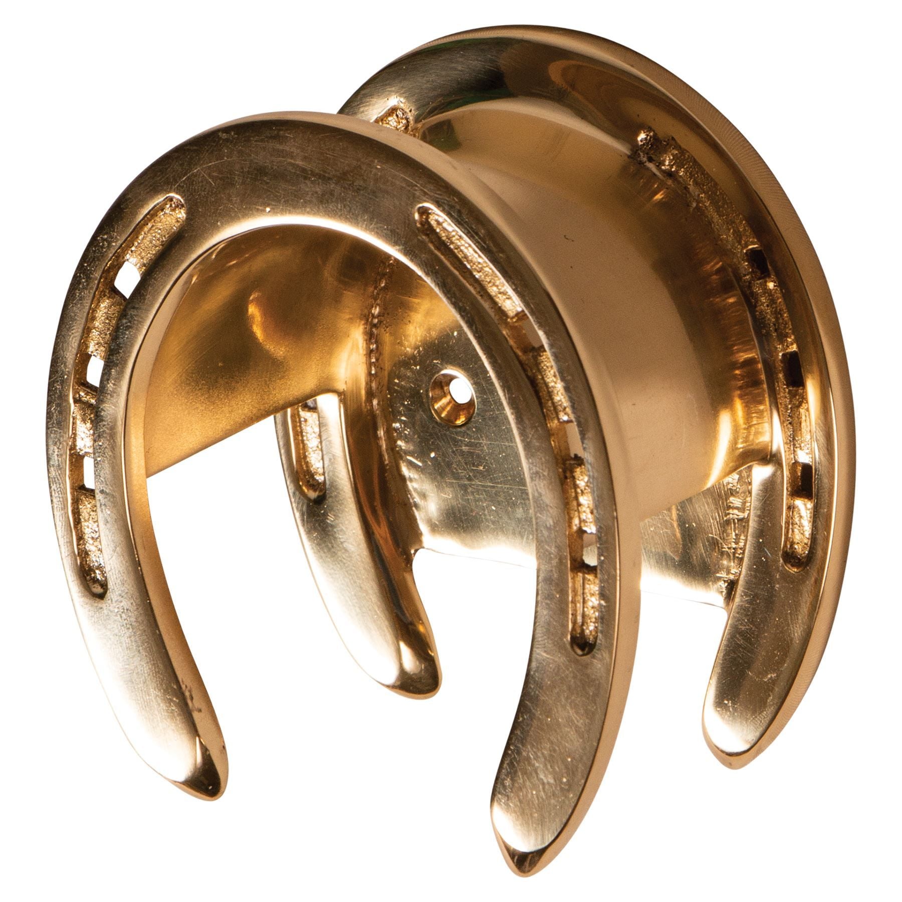 Berlin Brass Double Horseshoe Domed Bridle Rack