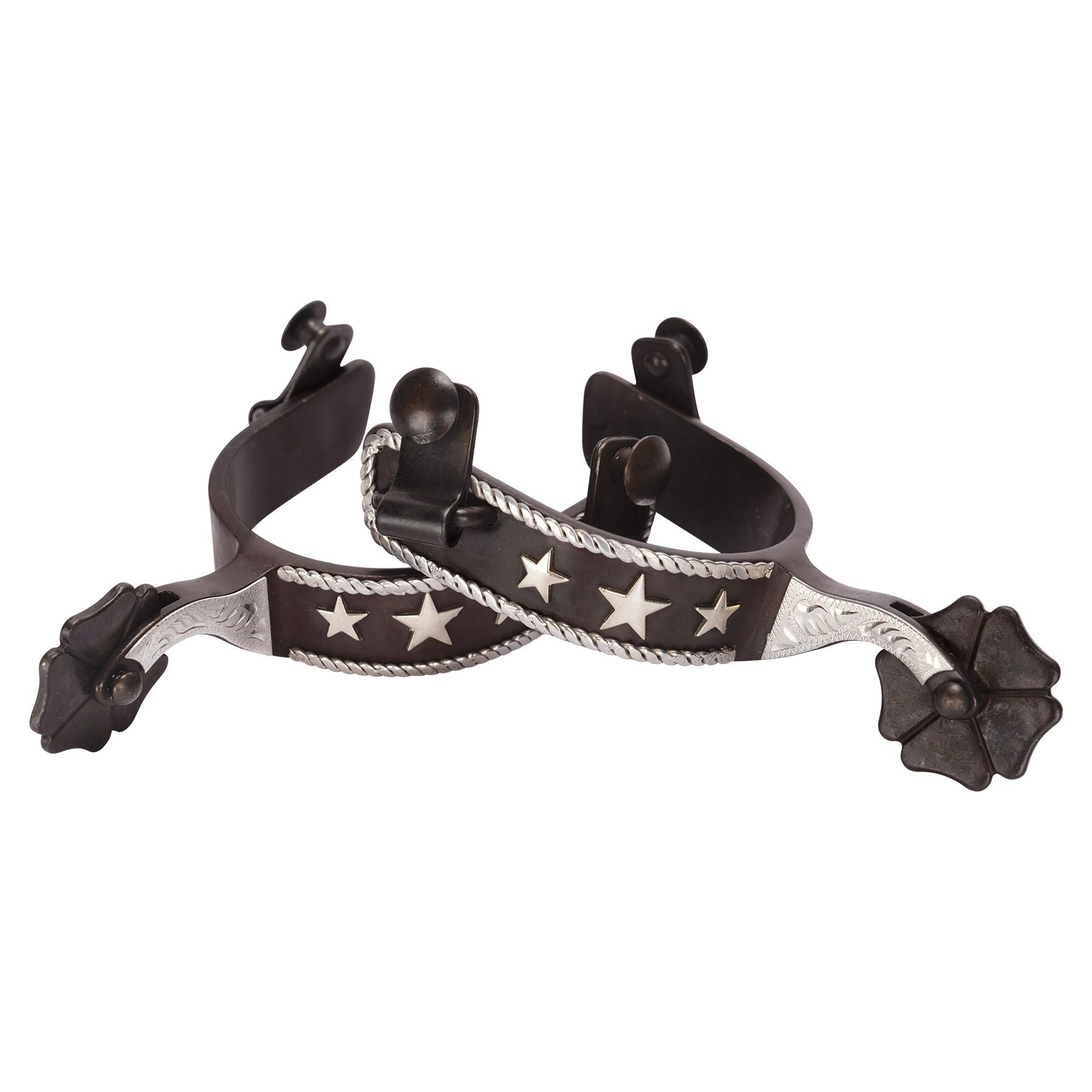 Schneiders® Star Studded Black Steel Cloverleaf Spurs
