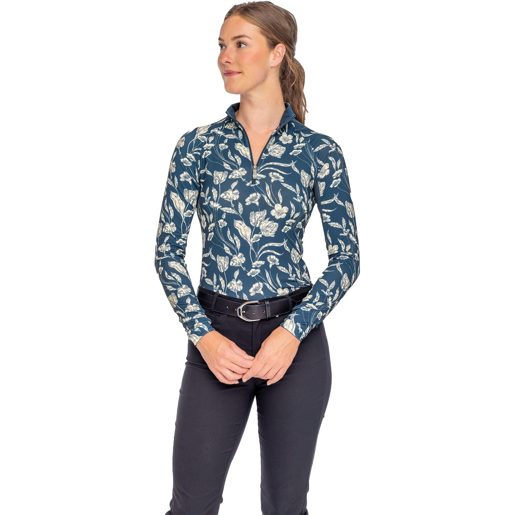 Kastel Denmark Sailor Blue French Tulip Quarter Zip Long Sleeve Sun Shirt